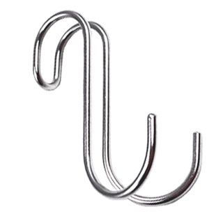 日式不锈钢S型分叉双钩挂钩 厨房浴室衣柜免打孔S钩金属挂钩2个装