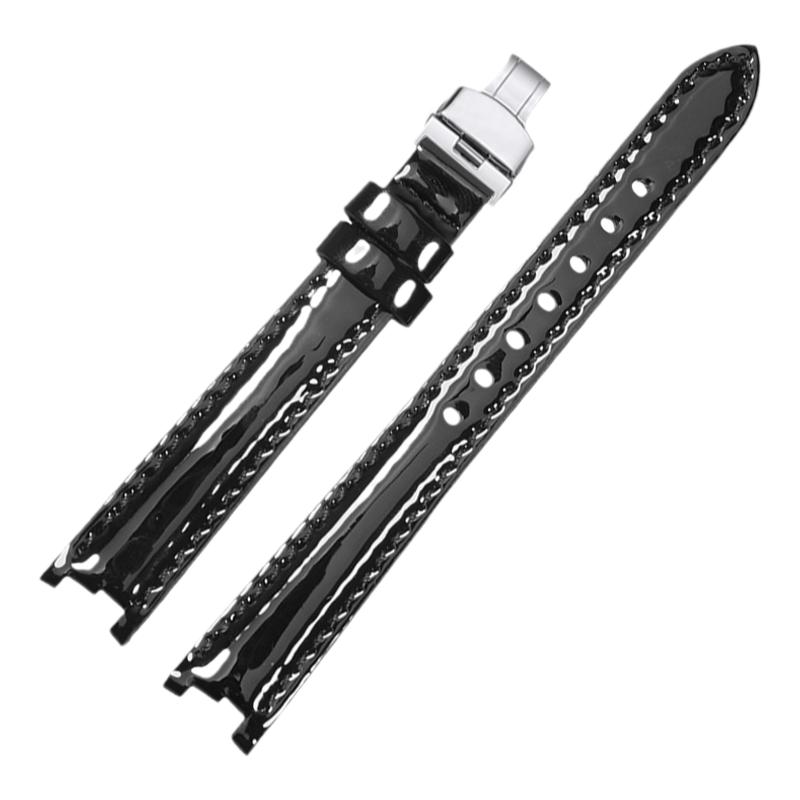 适配天梭1853弗拉明戈真皮手表带 女款T094原装牛皮凹口表链12mm