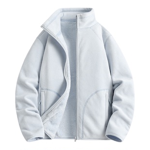 骆驼骑师摇粒绒外套女妈妈装立领开衫中老年抓绒衣户外运动夹克