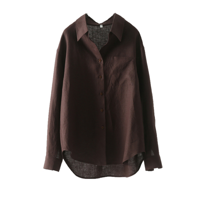 春秋新款亚麻衬衫女高级感轻奢