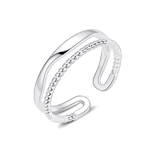 925纯银双层戒指女开口戒轻奢小众设计高级感尾戒食素戒可调节