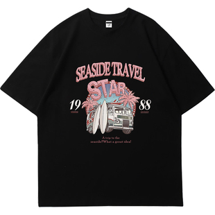 金珍妮同款重磅黑色短袖t恤女夏季高街vibe美式小众jennie上衣服