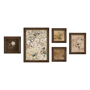 马到成功客厅挂画中古风沙发背景墙装饰画宋式美学复古油画高级感