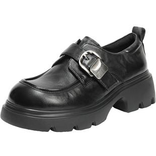 张凌赫推荐百丽黑巧乐福小皮鞋加绒冬季厚底黑色单棉鞋雪地靴子