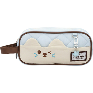 机灵姐同款高颜值手提薄巧小猫笔袋大容量文具盒女孩款多层铅笔盒