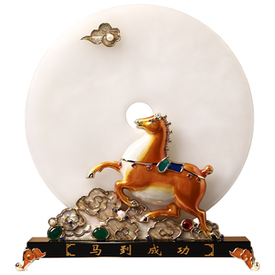 马年摆件客厅2026新款新中式玉石平安扣电视柜玄关装饰品乔迁礼物