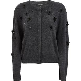 Vero Moda针织衫女2025秋新款含绵羊毛圆领钉珠针织开衫325413023