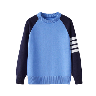 男童毛衣春秋薄款儿童纯棉针织衫中大童洋气拼色男孩秋装打底衫潮