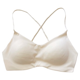 轻爽不闷热细肩带交叉美背露背抑菌夏季凉感无钢圈内衣女薄款文胸