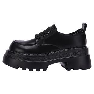 达芙妮厚底乐福鞋女鞋2026春季新款英伦风小皮鞋女增高黑色单鞋子