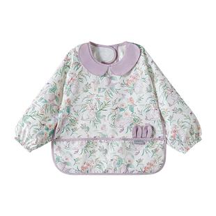 嫚熙宝宝吃饭罩衣儿童宝宝秋款防脏防水围兜反穿衣辅食饭兜幼儿园