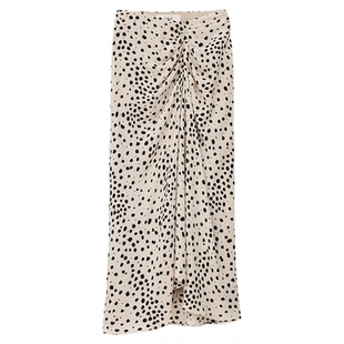 bash春季谧影游点不规则褶皱波点半身裙女士优雅长款裙子1H25DOPE