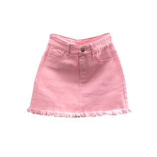 清仓小个子粉色减龄牛仔短裙女年夏天时尚辣妹A字百搭半身包臀裙
