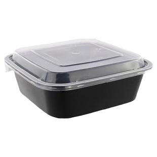 加厚美式圆形打包盒一次性餐盒快餐饭盒长方形外卖餐具塑料碗带盖