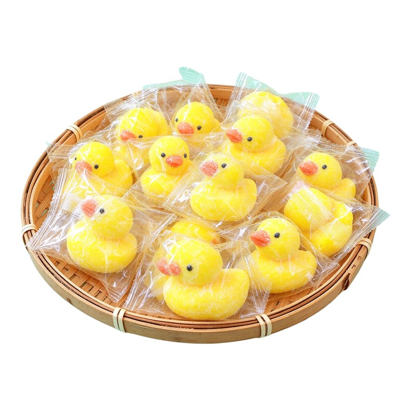 蛋糕装饰小黄鸭棉花糖3D立体造型可爱卡通软糯零食动物造型棉花糖