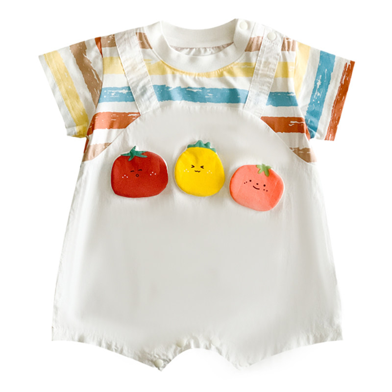 夏季婴儿衣服超萌洋气男宝宝包屁衣夏季薄款婴幼儿连体衣短袖哈衣