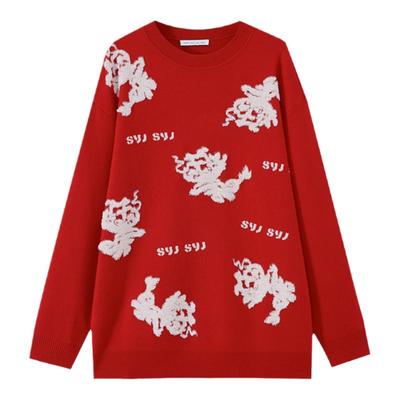 水云间大红色套头毛衣厚叠穿外穿女上衣春节氛围针织衫2025春新款