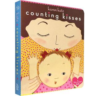 送音频英文原版进口绘本Counting Kisses数一数亲了几下纸板书Board Book美国亲子金奖卡伦卡茨Karen Katz幼儿童宝宝数字启蒙
