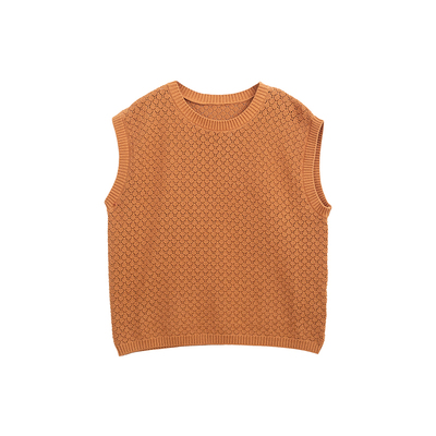 忘城H1074座/人间琥珀/春季优质全棉文艺菠萝针圆领宽肩背心叠搭