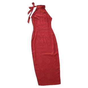 新中式绝美旗袍红色2025年新款夏季改良挂脖修身年轻性感日常可穿