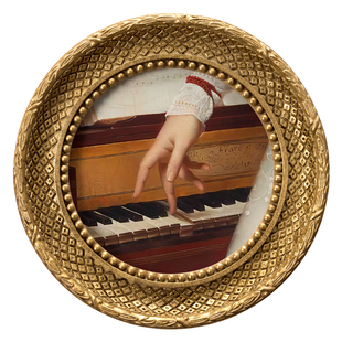 法式中古复古挂画做旧vintage风圆形欧式轻奢装饰画小众古典XY-2