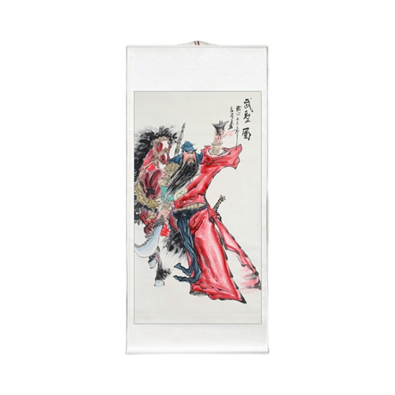 手绘关公武财神关羽画像客厅挂画