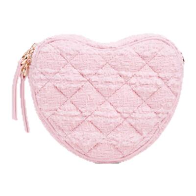 粗花呢菱格爱心斜挎包