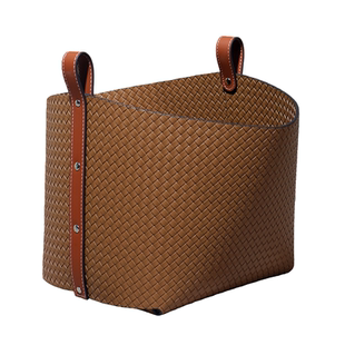 高档意式马鞍皮编织纹收纳筐箱衣服杂物收纳衣帽间轻奢收纳定制