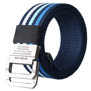 帆布腰带男士双环扣皮带 青少年学生时尚加长腰带 女户外牛仔裤带