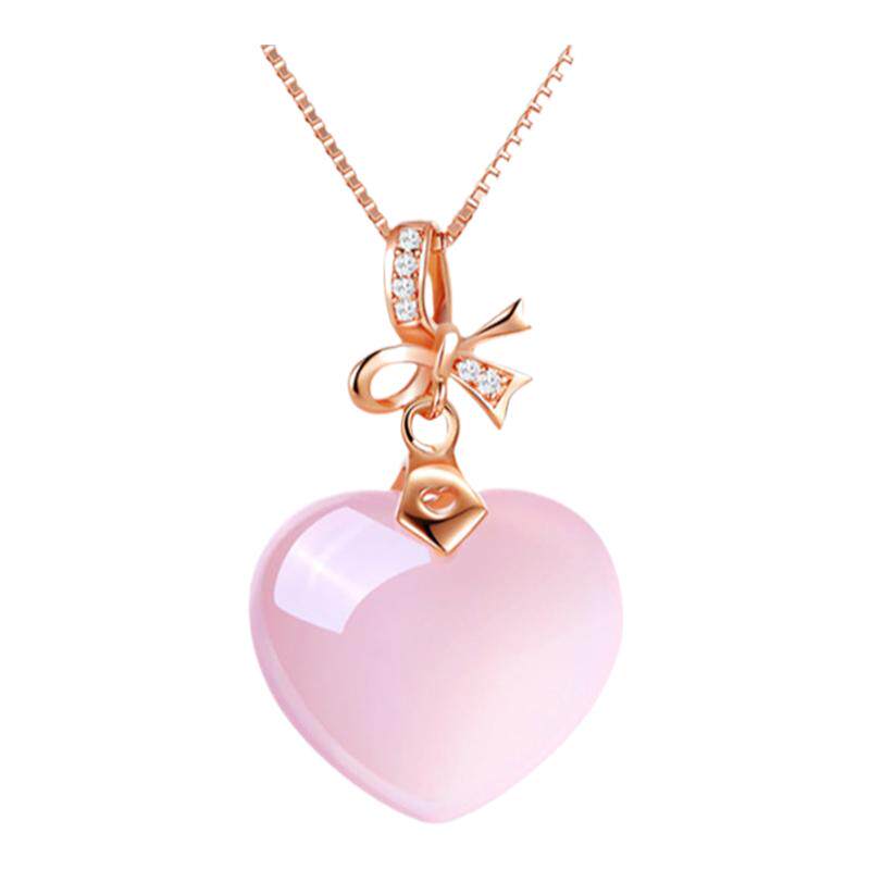 儿童甜美粉色爱心水晶项链饰品