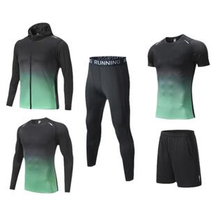 秋冬长袖羽毛球服五件套男女款儿童紧身衣跑步排球运动外套速干