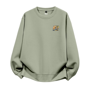 班尼路S&K系列简约美式圆领卫衣男款宽松休闲外套绿色套头衫男LF