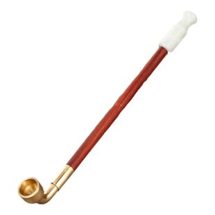 汉匠烟斗老式传统黄铜旱烟袋锅子手工红檀木实木烟杆男士烟斗烟枪