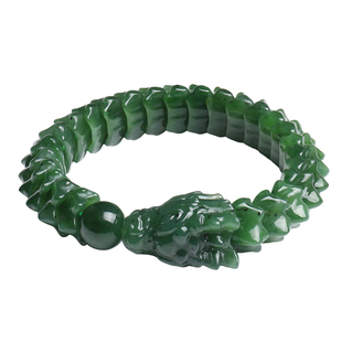 印象眸和田玉手串碧玉盘龙雕刻珠男款简约玉石手链新年礼物送男生