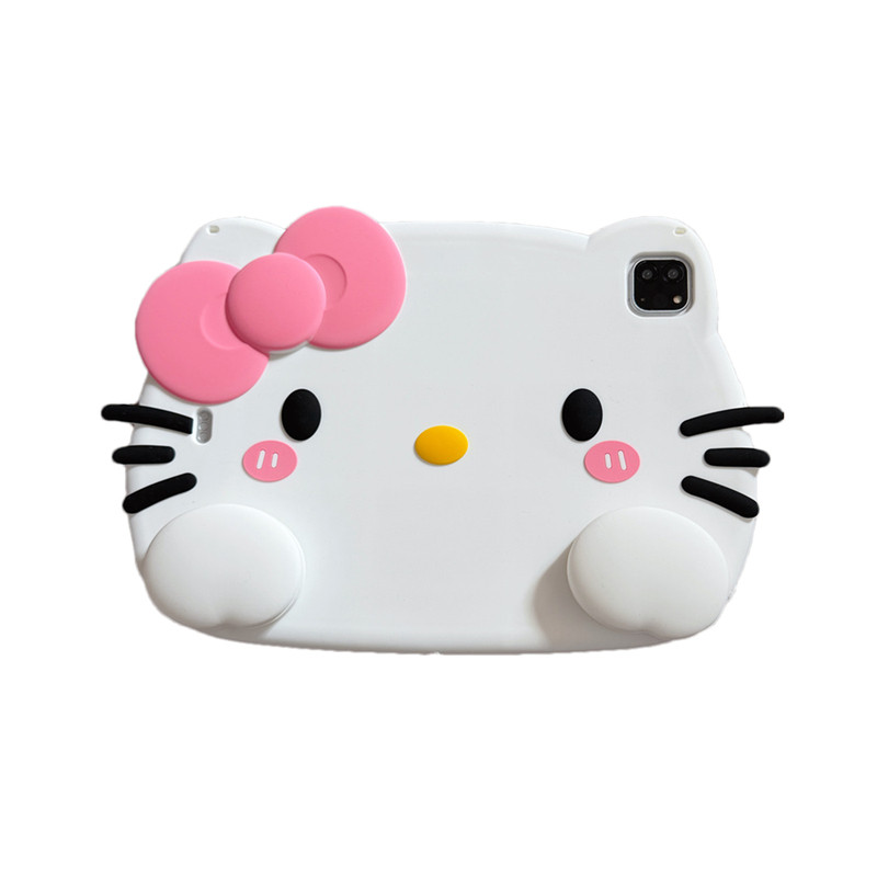 ins韩风立体硅胶kitty可伸缩支架适用苹果2025ipadpro保护套平板Air34678壳第十代卡通九八可爱萌趣少女mini6