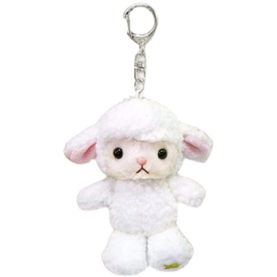 日本正版仿真动物白色小羊公仔羊羊玩偶娃娃毛绒包包挂件小挂饰
