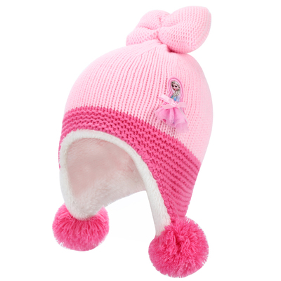 女童加绒冬季爱莎公主毛线护耳帽