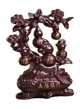 黑檀木五福临门家居好物高档轻奢