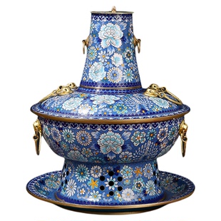 景泰蓝火锅电碳铜火锅两用铜锅老式锅插电木炭家用火锅炉紫铜纯铜