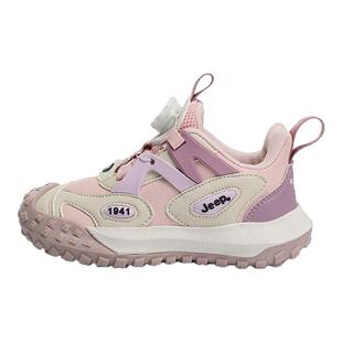 jeep网鞋女童透气皮面软底轻便纽扣鞋男童2026新款儿童秋冬运动鞋