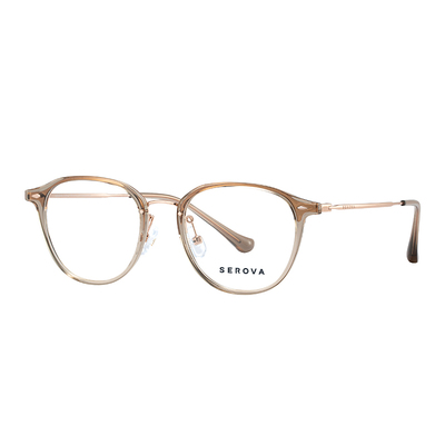 施洛华新款近视眼镜框女冷茶色超轻钛架素颜防蓝光专业配镜 SC669