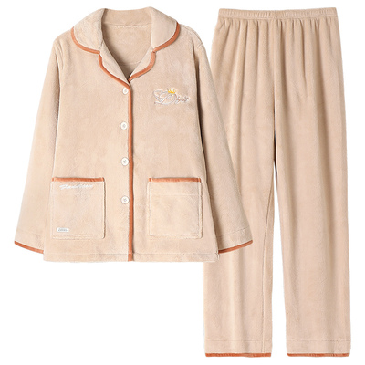 芬腾正品秋冬加厚法兰绒女家居服