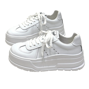 优慕妮5cm小个子增高厚底松糕鞋女款2026新款真皮轻便百搭小白鞋