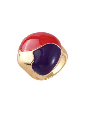 欧美轻奢拼色珐琅夸张开口戒指女