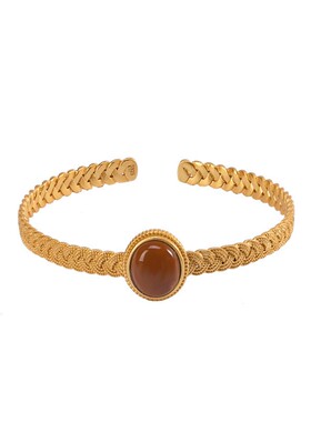 复古中民国风S925纯银编织镶嵌天然和田白玉青玉碧玉女士手镯饰品