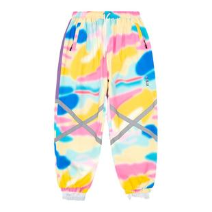 FONKC彩虹色运动裤男款秋冬防风保暖3L交叉反光时尚单板滑雪裤女