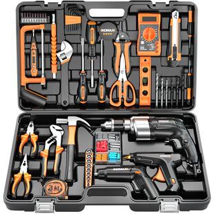 科麦斯家用日常工具套装多功能冲击钻五金电工大全组合工具箱全套