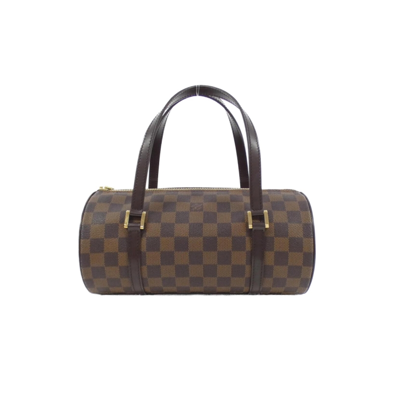 中古LV路易威登女包A级95新Damier Papillon26圆筒包棋盘格手提包