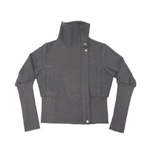 JCAESAR WOMEN 烟囱领螺纹袖毛呢夹克 澳洲羊毛混纺 立领多种穿法