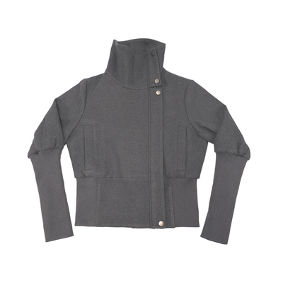 JCAESAR WOMEN 烟囱领螺纹袖毛呢夹克 澳洲羊毛混纺 立领多种穿法